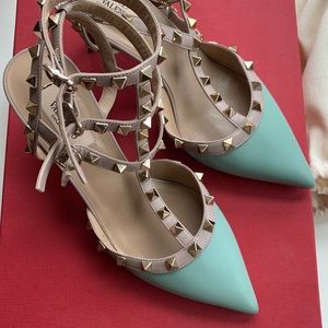 Valentino Rockstud Caged Pumps (Mintgreen)